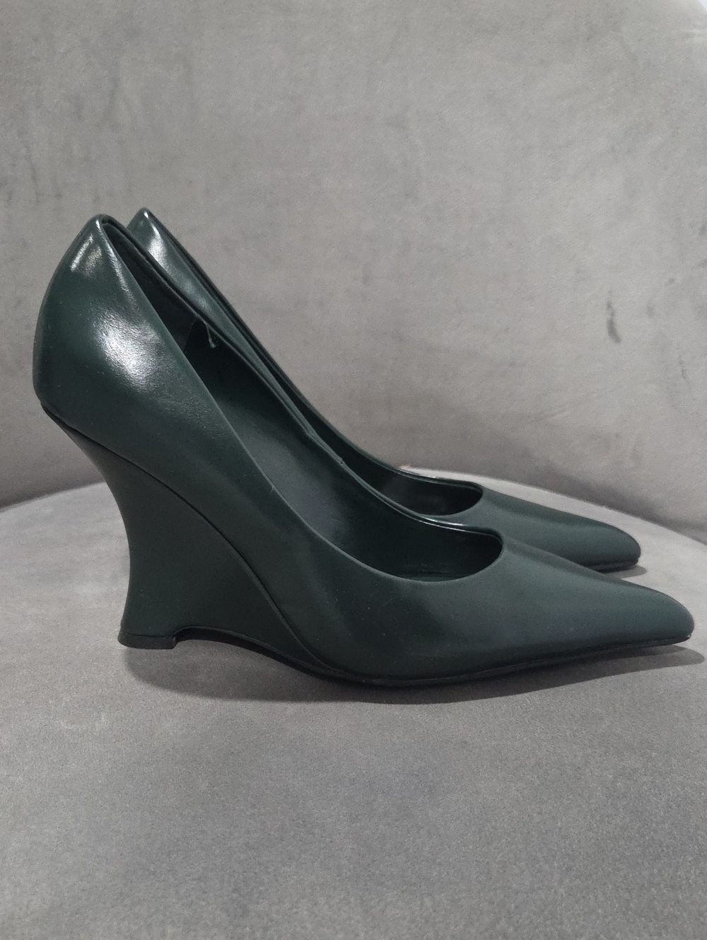 Jeffrey Campbell Dark Green Pointed Wedge Pumps
